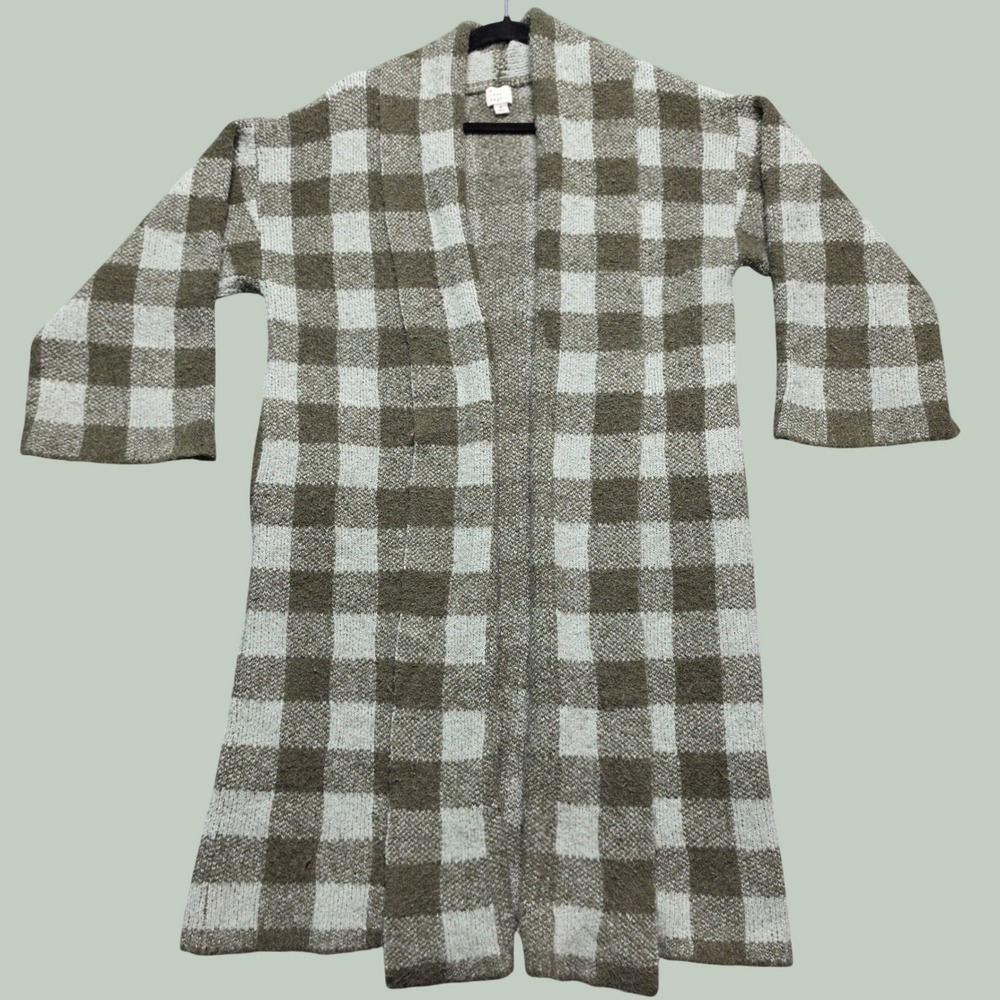 Cottagecore Gorpcore Buffalo Check Longline Cardigan Women Small Green A New Day